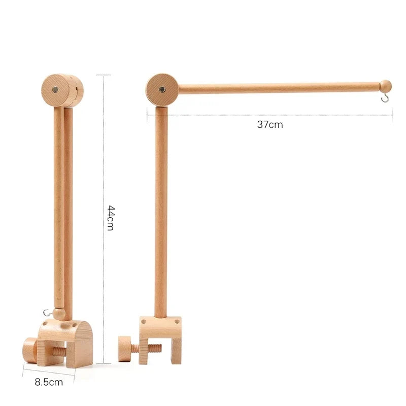Crib Wooden Mobile Bracket Newborn Sensory Toys Soothing