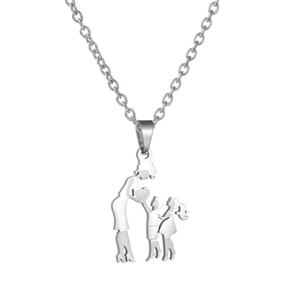 Mother's Day Gift Children Family Stainless Steel Jewelry – Silver Stainless Steel Mother & Kids Pendant Necklace