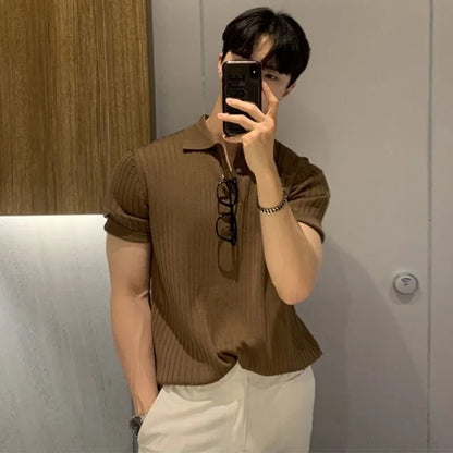 Fast-dry men's golf polo shirt - slim fit short sleeve, polyester, for sports and casual wear
