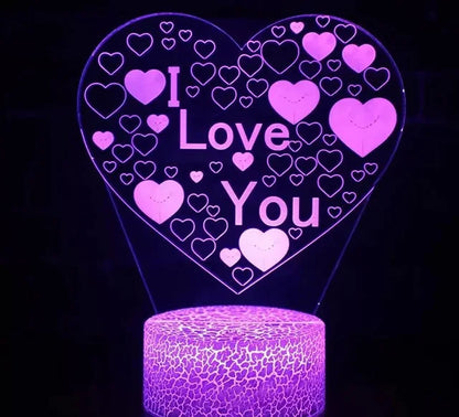 Illusion 3D Heart Lamp - USB LED Night Light, An Ideal Valentine's Day Gift