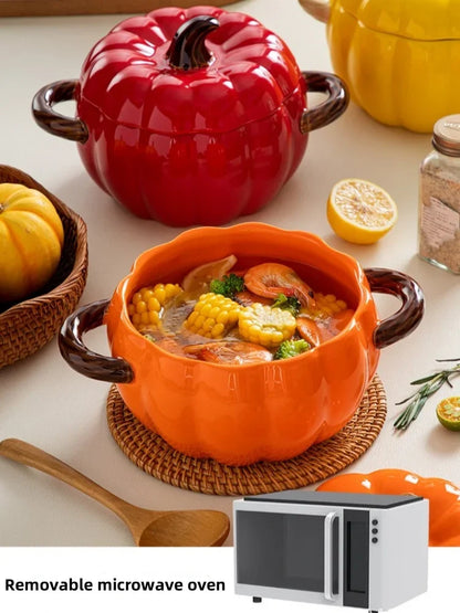 Ceramic2025 Edition Soup Pot Pumpkin Lid Porcelain Large Fall
