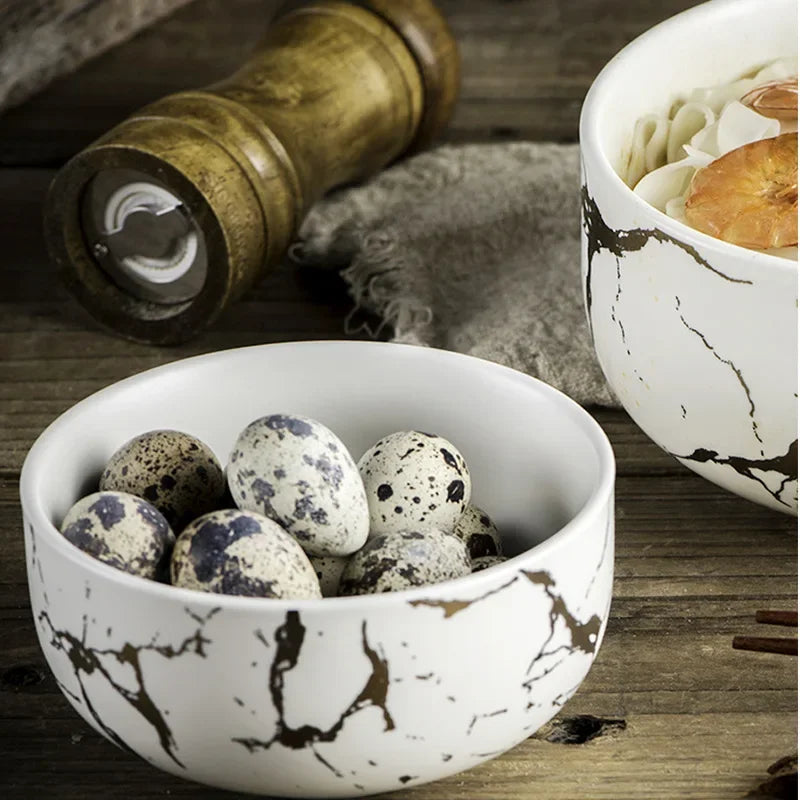 Marble Ceramic Bowl Kit Scandinavian Tableware Minimalist