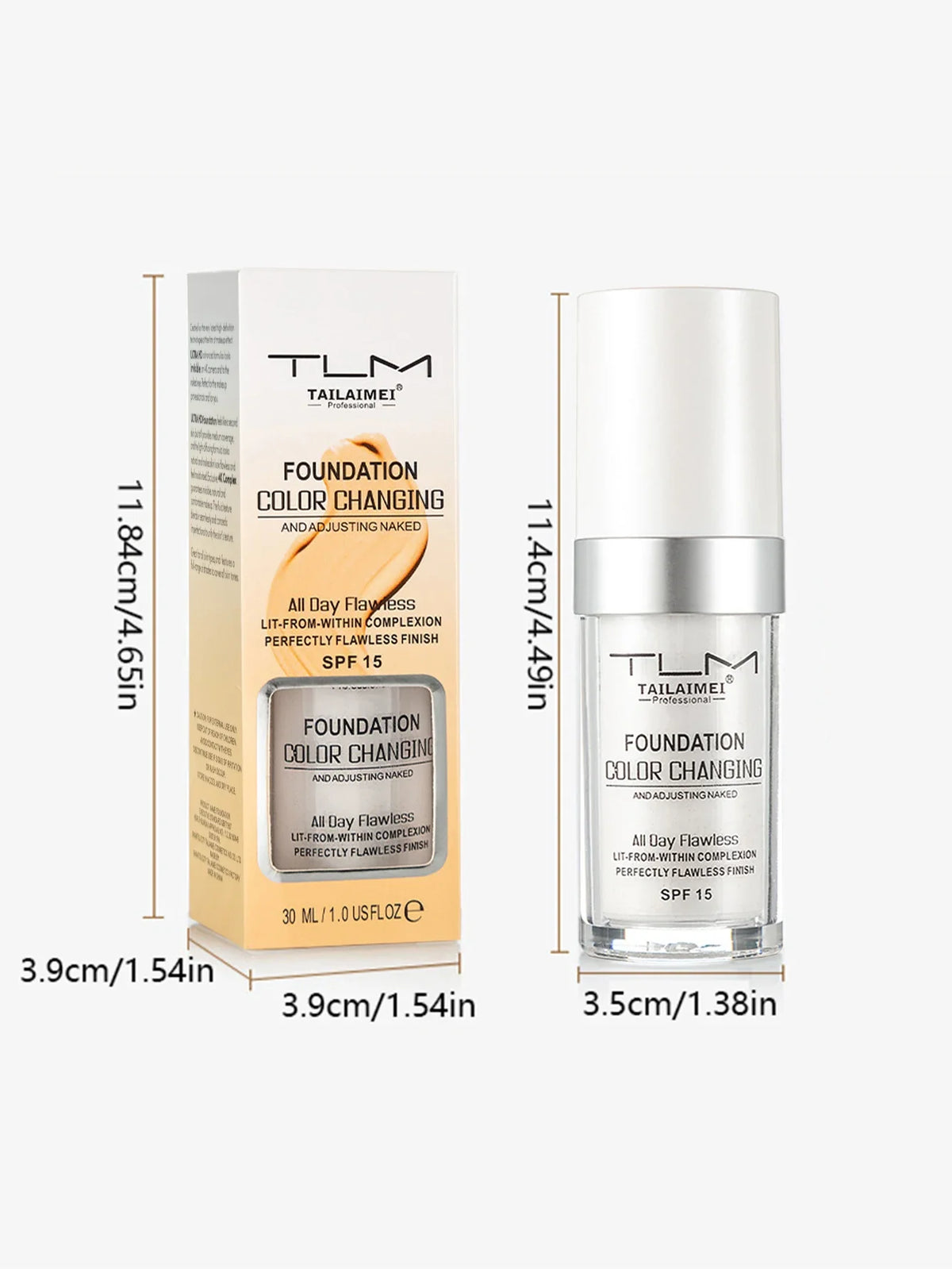 Color-Changing Liquid Foundation with SPF - Long-Lasting Water-Resistant Oil-Control Sunscreen Cream 30ml