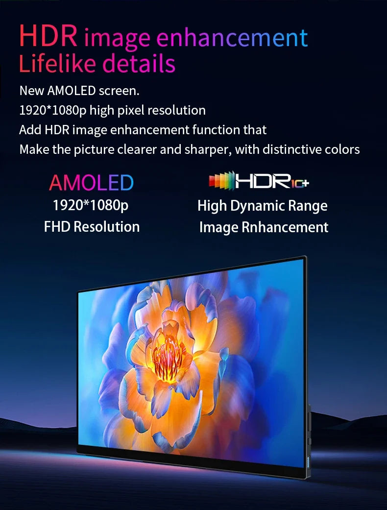 OLED 13.3 Travel-Friendly Monitor Metal Frame Travel Display