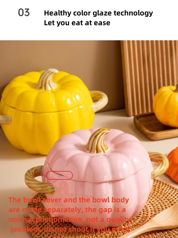 Ceramic2025 Edition Soup Pot Pumpkin Lid Porcelain Large Fall