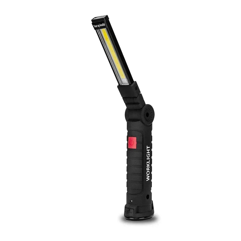 Battery-Powered Camping LED Flashlight Work Light - IP64 Water-Resistant, 5 Modes, Magnet & Hook for Night Work