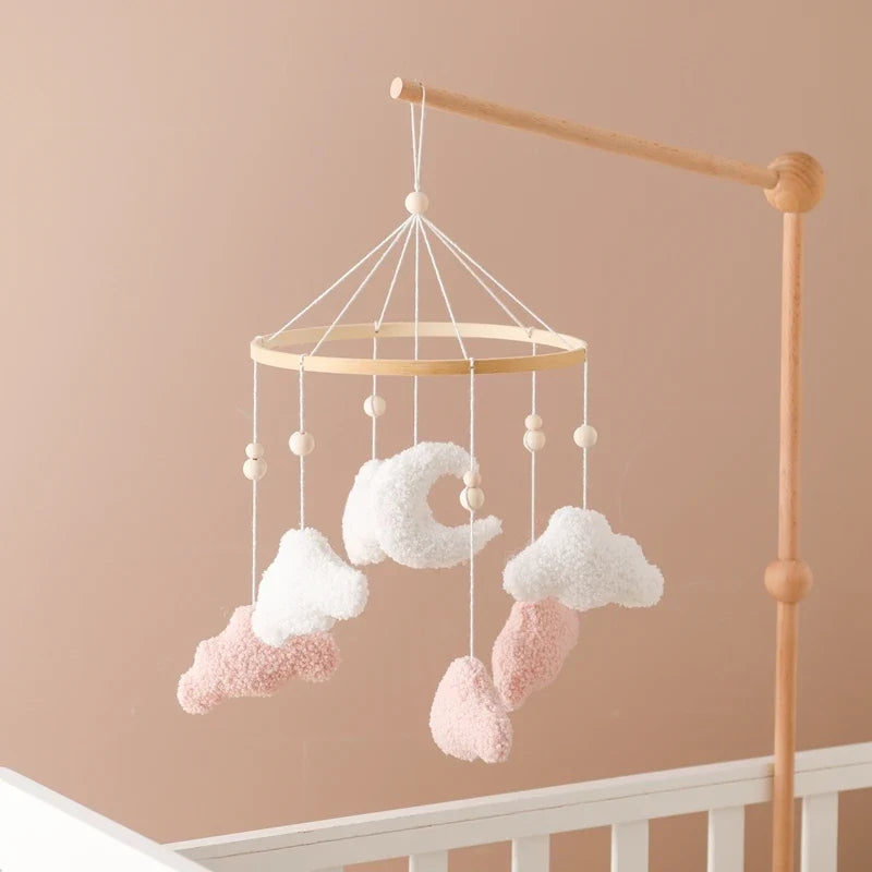 Crib Wooden Mobile Felt Bear Musical Newborn Sensory Toys