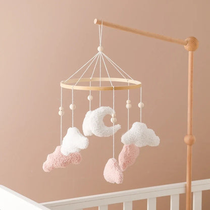 Crib Wooden Mobile Felt Bear Musical Newborn Sensory Toys