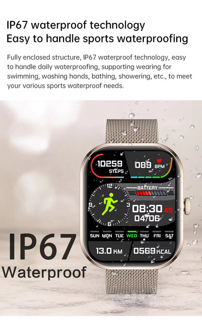Health 2025 Smartwatch BP+ECG+HRV+BG Monitor with SpO2, Heart Rate, Sleep & Fitness Tracking