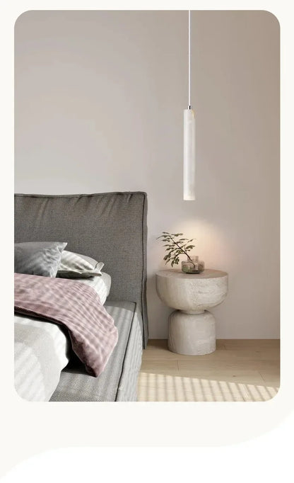 LED Japandi Pendant Lamp Wood Tube Japan Style Bedroom Light