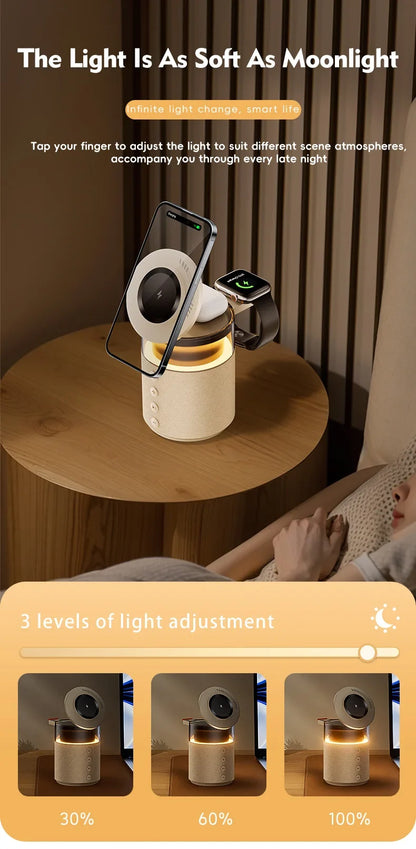 Cordless Charging Station 5 In 1 Magnetic Dock With Bluetooth Speaker Night Light Back To School 2026 Gift