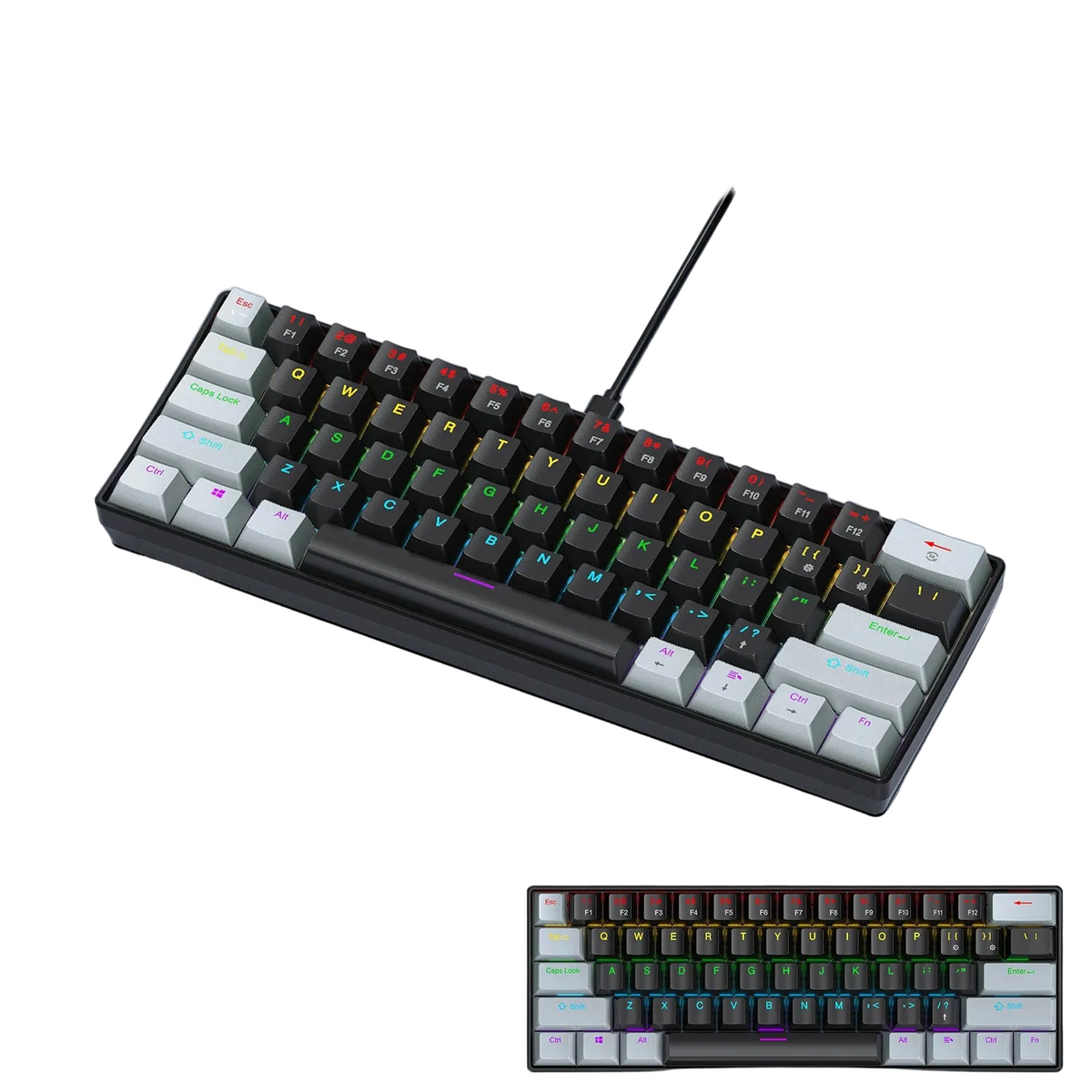 60 Percent Mechanical Mini Keyboard Wired RGB Travel-Friendly