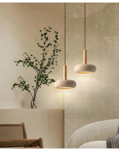 LED Japandi Pendant Lamp Yellow Stone Wabi Sabi Ambient Design