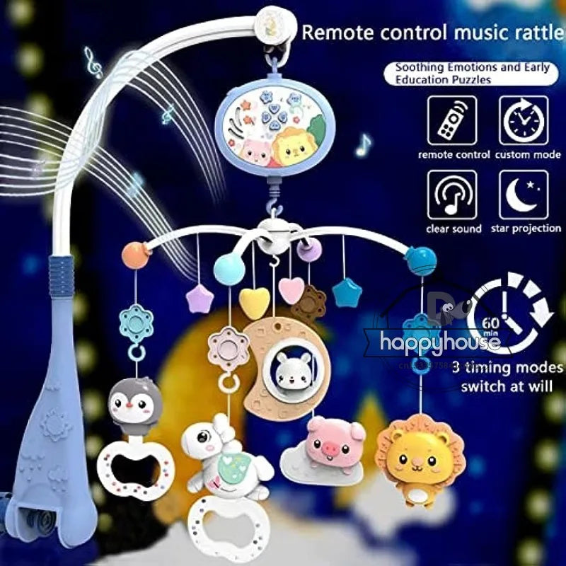 Mobile Crib Remote Music Light Newborn Sensory Toys