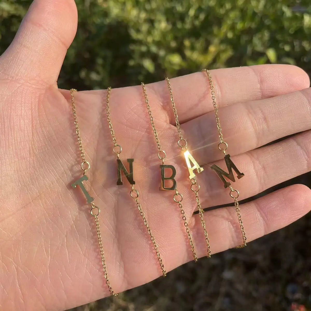Letter Initial Bead Bracelet Thin Chain Minimalist Elegant