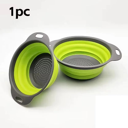 Silicone2026 Edition Folding Drain Basket Colander Eco Friendly Space Saving Kitchen Drainer Spring