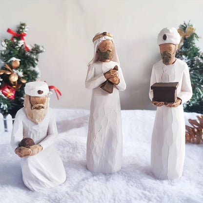 Nativity Figurines Kit Handcrafted Resin Three Wise Men Nativity Scene Christmas Decor Gift