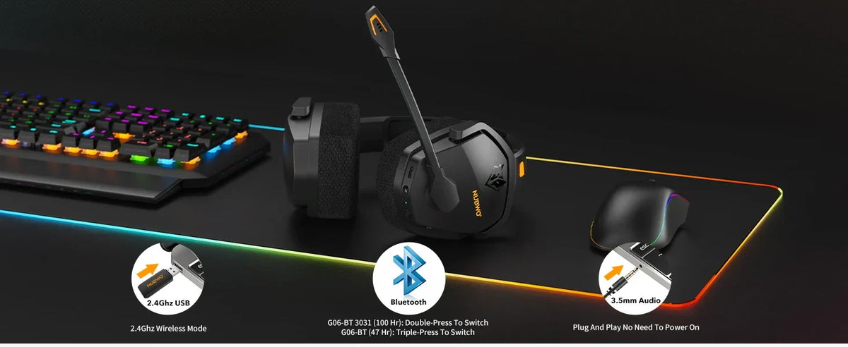 Cordless Gaming Headset With Mic Active Noise Cancellation