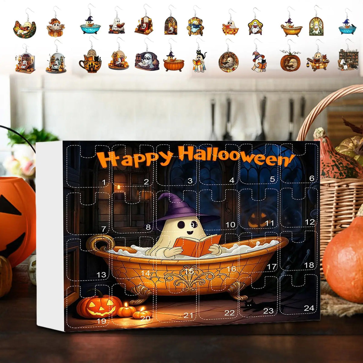 Halloween Advent Calendar Ghost Earrings 24 Day Kit