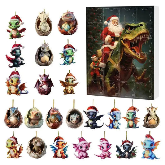 Advent Dinosaur Calendar - 24-Day Christmas Countdown, Fun Holiday Decor for Kids and Families