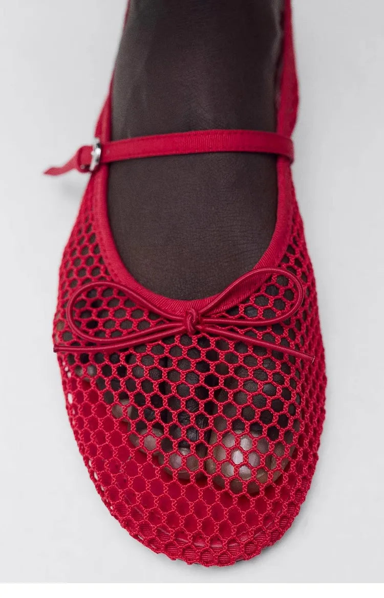 Women’s Breathable Ballet Flats - Mary Jane, Mesh, Summer