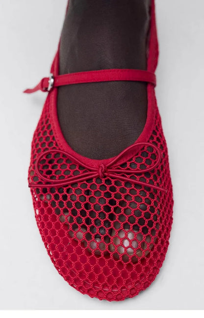Women’s Breathable Ballet Flats - Mary Jane, Mesh, Summer