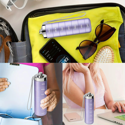 Water-Resistant, Stackable, Summer Travel 2026 – Pill Organizer Metal Travel Pill Box Kit
