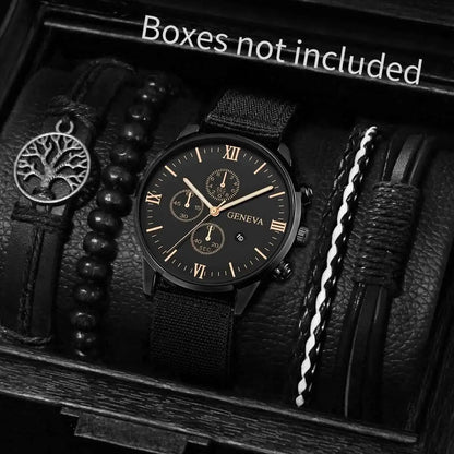 Quartz Watch And Bracelet Kit Nylon Band Casual Gift