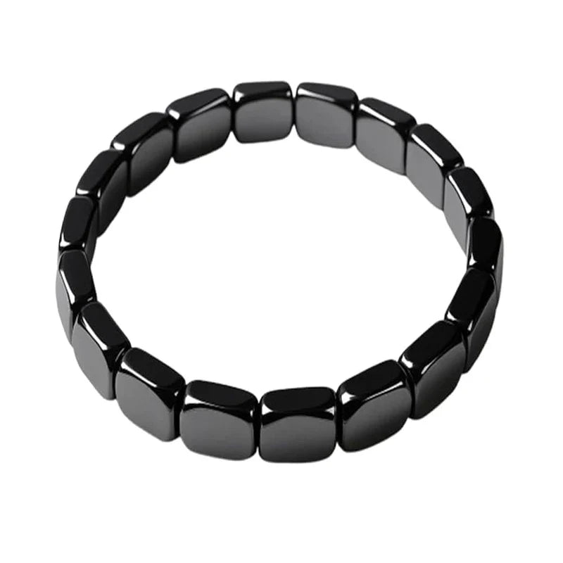 natural stone beaded stretch, geometric, gift jewelry – Supportive men's hematite bracelet