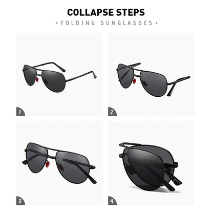 Sunglasses Aviator Foldable Metal Pilot Style Polarized UV400 Sun Glasses, Summer 2026 Trend, All-Day Comfort