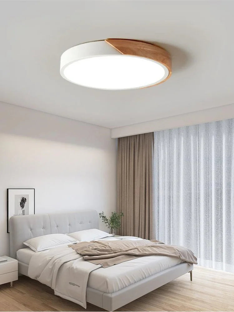 Japandi Led Ceiling Light Scandinavian Wood Contemporary Plush Glow Diffuser