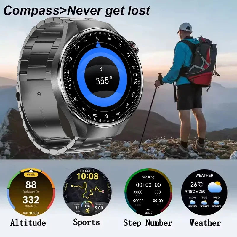 Smartwatch 1.75 Inch AMOLED Display GPS Tracking Bluetooth Calling Health Monitoring IP68 Water-Resistant Fall 2025 Gift