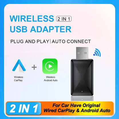 Wireless2025 Edition CarPlay AI Box 2in1 Android Auto Dongle Plug and Play Car Radio Upgrade 99 Percent Car Compatibility Fall