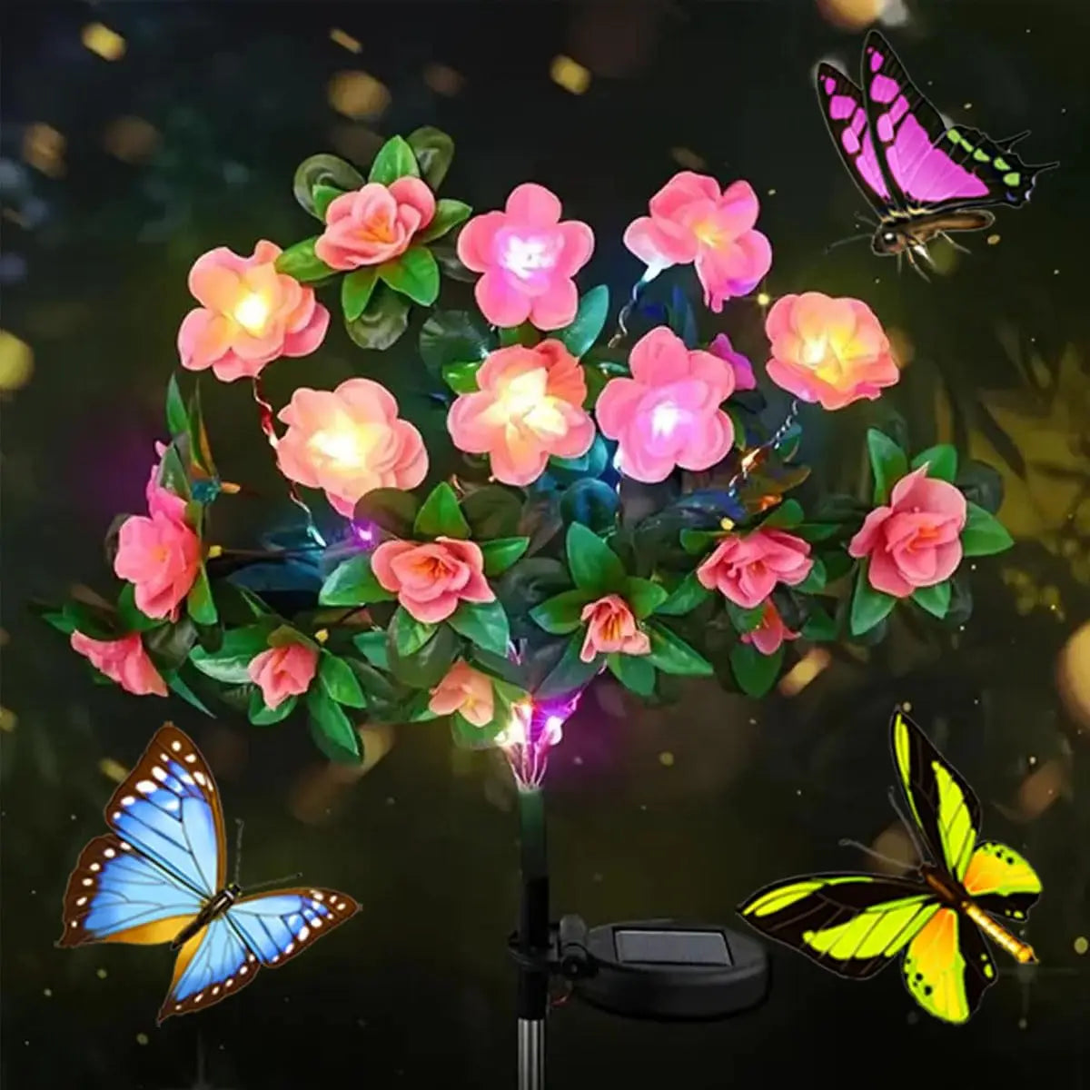 Flower Solar Lights Garden Decor LED Azalea Flowers Outdoor Yard Path Lighting 2026 Holiday Decor Gift Idea