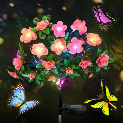 Flower Solar Lights Garden Decor LED Azalea Flowers Outdoor Yard Path Lighting 2026 Holiday Decor Gift Idea