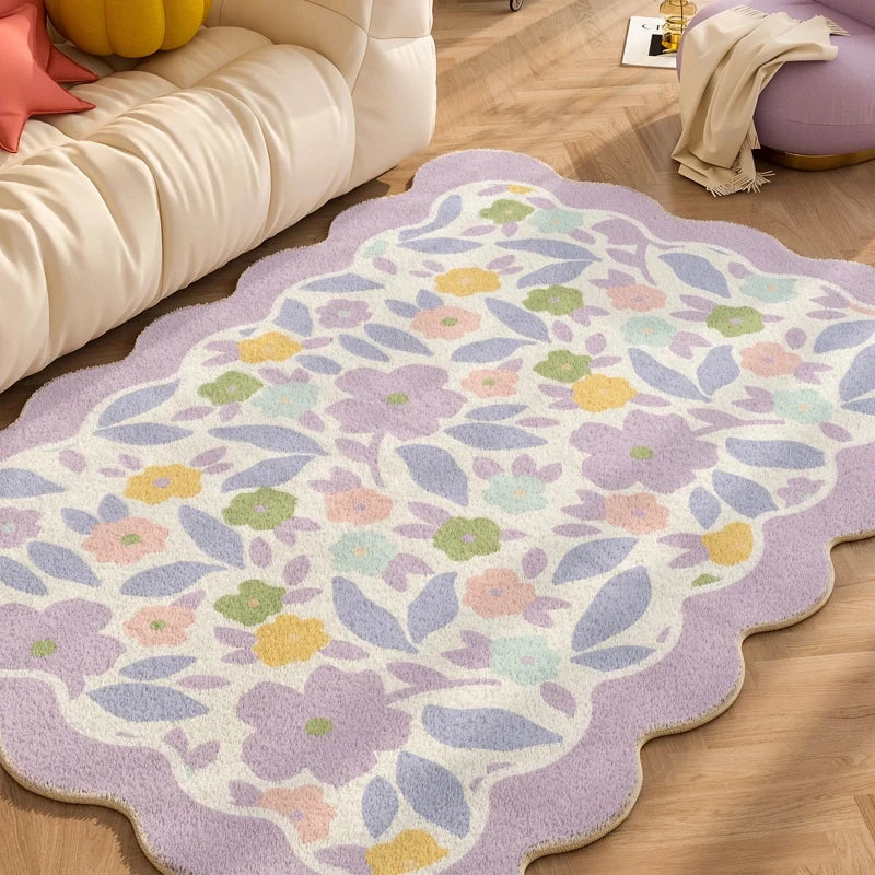 Rug Plush Checkered Scalloped Area Rug, Kids Bedroom Living Room Accent Fall 2025 Cozy Fluffy Machine Washable