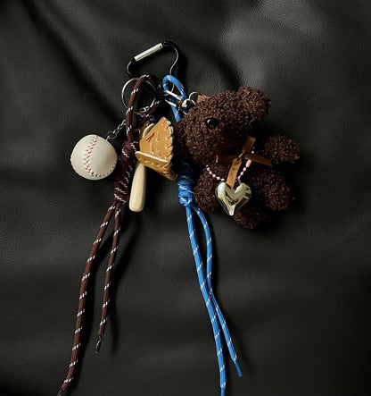 Baseball Plush Dog Key Chain Bag Charm Sport Cute Accessory