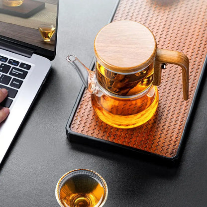 Household Magnetic Suction Floaty Cup Teapot 740ML Heat-Resistant Glass Tea Kit