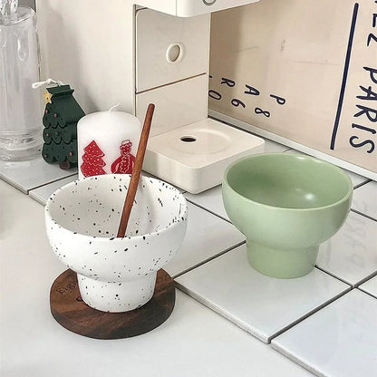 Bowl Ceramic 4 Inch Speckled White Retro Microwave Safe
