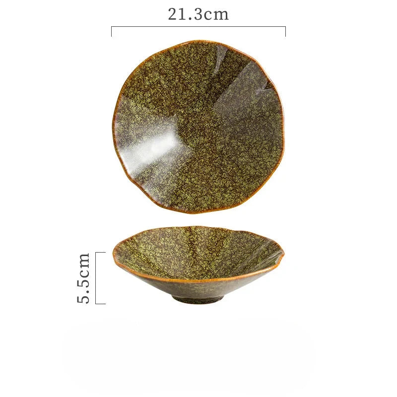 Ceramic Japanese Noodle Bowl Lotus Pattern Salad Bowl