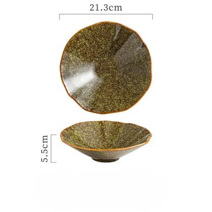 Ceramic Japanese Noodle Bowl Lotus Pattern Salad Bowl