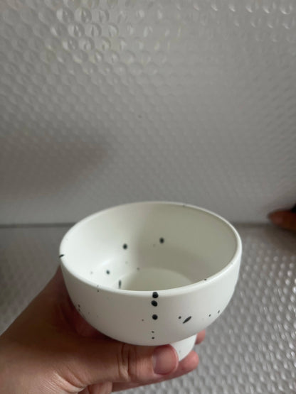 Bowl Ceramic 4 Inch Speckled White Retro Microwave Safe
