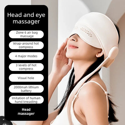 Stress Relief Sleep Aid 2026 – Graphene Heated Head Massager Air Pressure & Eye Compress