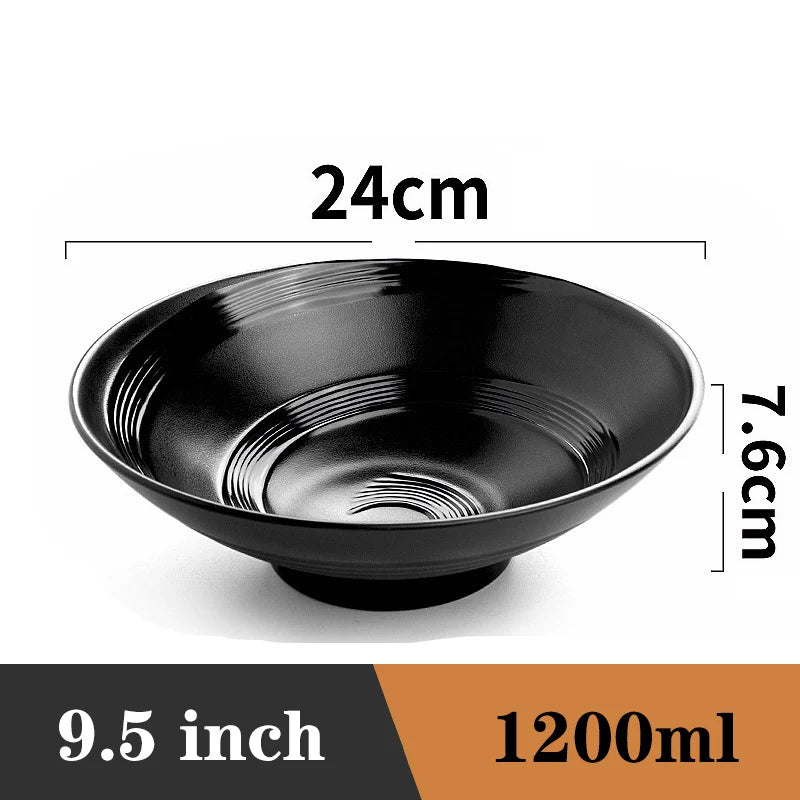 Bowl Ramen Black Plastic Japanese Style Noodle Bowl
