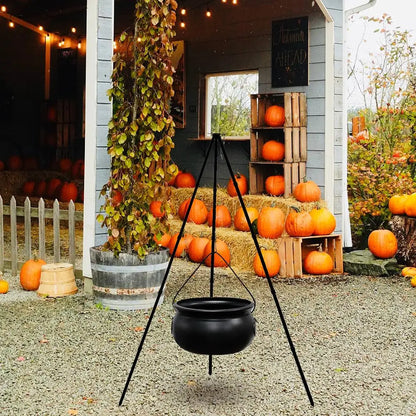 Cauldron Witches Large Tripod Cauldron With Green LED String Light Outdoor Halloween 2025 Spooky Party Decor