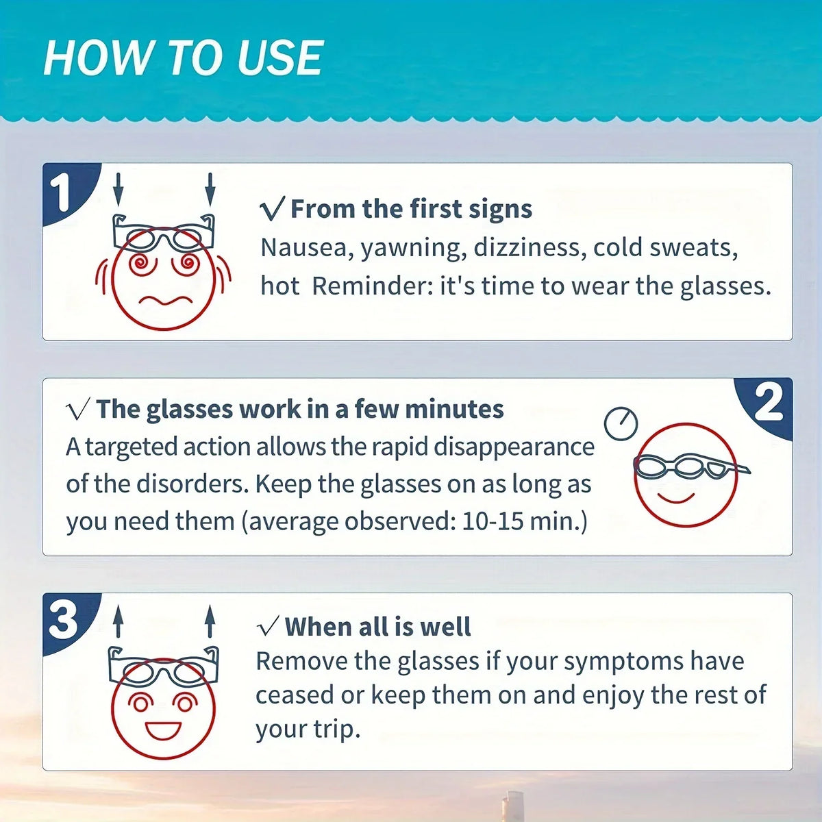 Sickness Motion Glasses Kids Ultra Light Travel Glasses Summer Travel 2025 Nausea Relief Car Air Sea