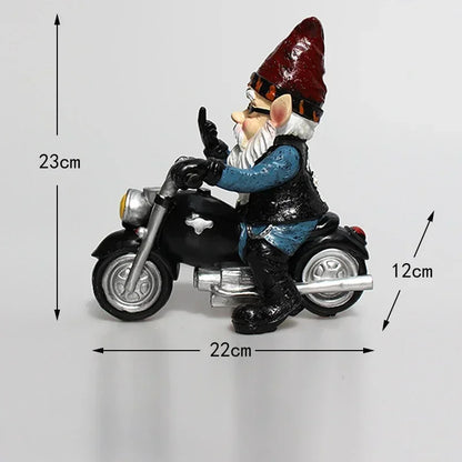 Gnome Garden Resin Statue Motorcycle Rider Dwarf Figurine Fall 2026 Outdoor Yard Decor Gift Idea