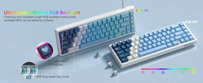 Mechanical Keyboard 68-Key Hall Effect RGB Wired Travel-Friendly