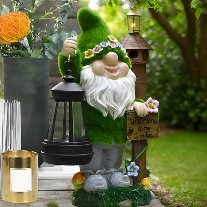 Garden Solar Gnomes With Lantern Outdoor Garden Statue Spring 2026 Trend Solar Powered Lighting