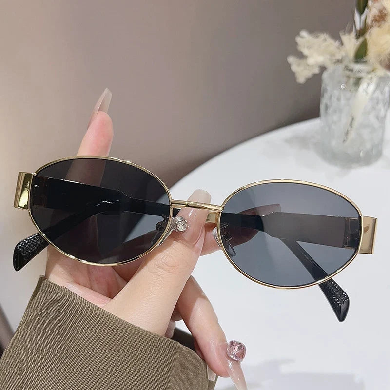 Trendy Oval Sunglasses for Women 2025 Deluxe Metal Frame Timeless Vintage Round Shades Unisex
